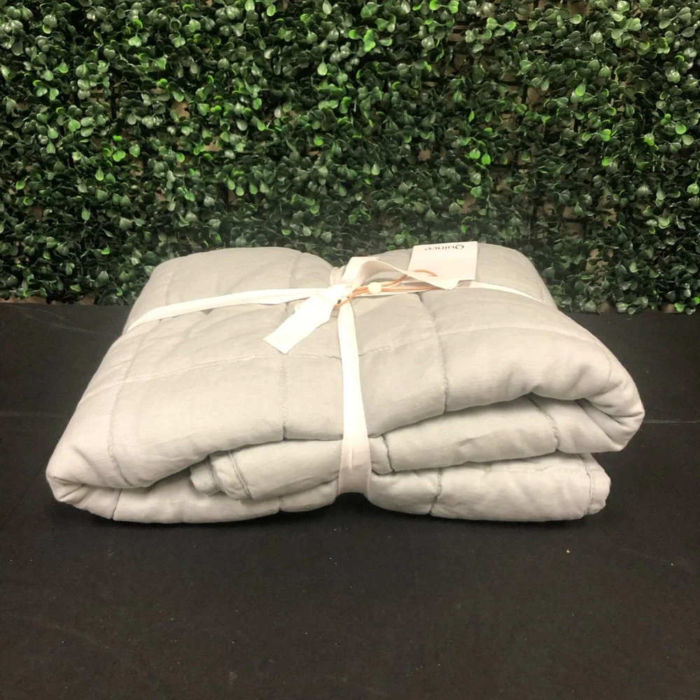 Quince European Linen Box Quilted Sham Mist Size King - Picture 5 of 11